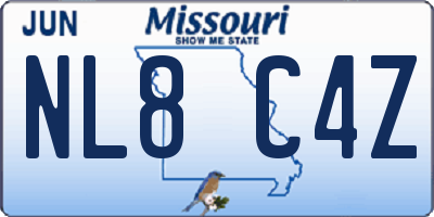 MO license plate NL8C4Z