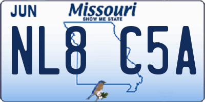 MO license plate NL8C5A