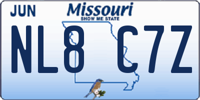 MO license plate NL8C7Z
