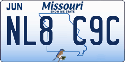 MO license plate NL8C9C