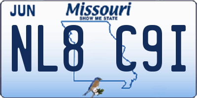 MO license plate NL8C9I