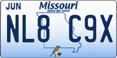 MO license plate NL8C9X