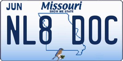 MO license plate NL8D0C