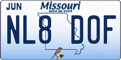 MO license plate NL8D0F