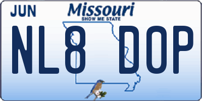 MO license plate NL8D0P