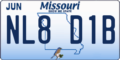 MO license plate NL8D1B