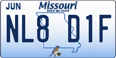 MO license plate NL8D1F