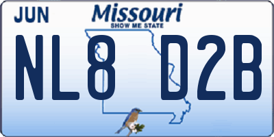 MO license plate NL8D2B