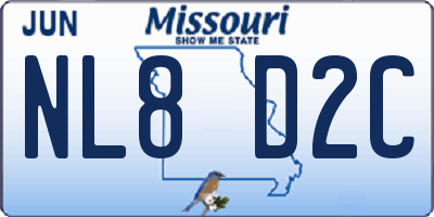 MO license plate NL8D2C