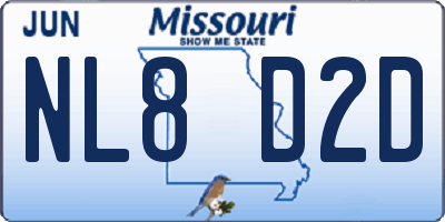 MO license plate NL8D2D