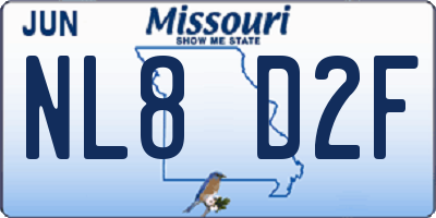 MO license plate NL8D2F