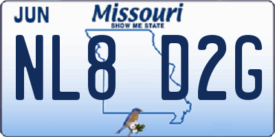 MO license plate NL8D2G