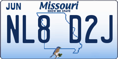 MO license plate NL8D2J