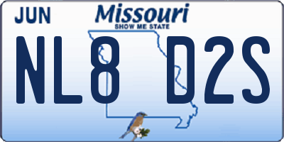 MO license plate NL8D2S