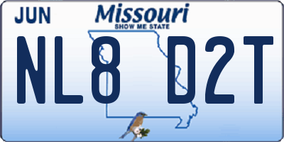 MO license plate NL8D2T