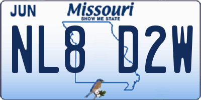 MO license plate NL8D2W