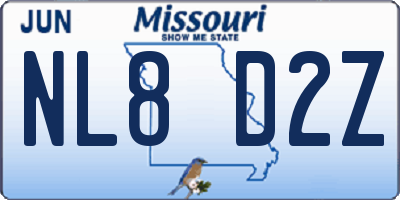 MO license plate NL8D2Z