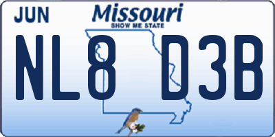 MO license plate NL8D3B