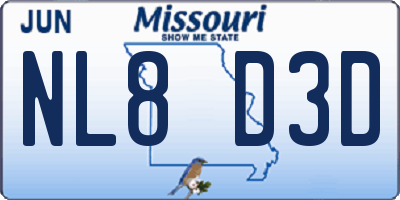 MO license plate NL8D3D