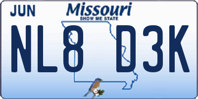 MO license plate NL8D3K