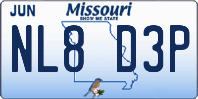 MO license plate NL8D3P
