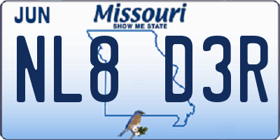 MO license plate NL8D3R
