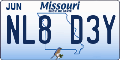 MO license plate NL8D3Y