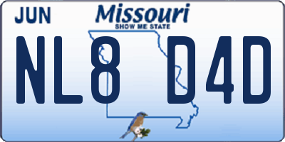 MO license plate NL8D4D