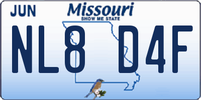 MO license plate NL8D4F