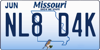 MO license plate NL8D4K