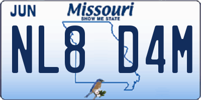 MO license plate NL8D4M