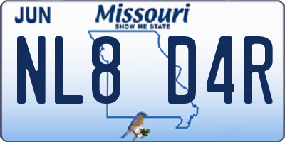 MO license plate NL8D4R