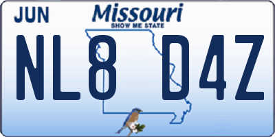 MO license plate NL8D4Z