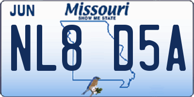 MO license plate NL8D5A
