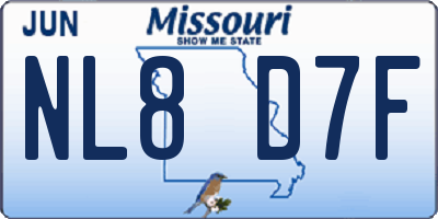 MO license plate NL8D7F