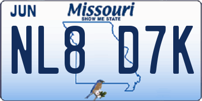 MO license plate NL8D7K