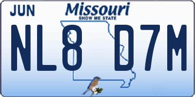 MO license plate NL8D7M