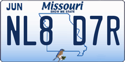 MO license plate NL8D7R