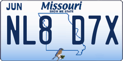 MO license plate NL8D7X