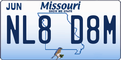 MO license plate NL8D8M