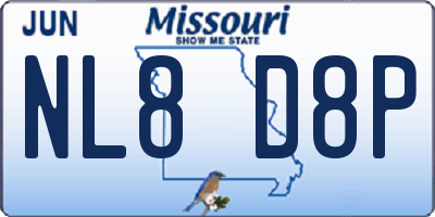MO license plate NL8D8P
