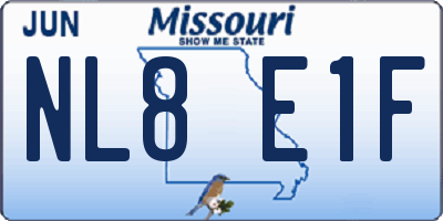 MO license plate NL8E1F