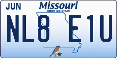 MO license plate NL8E1U