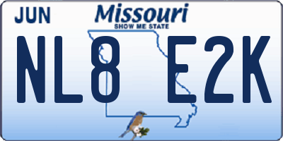 MO license plate NL8E2K
