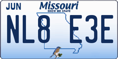 MO license plate NL8E3E