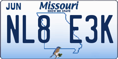 MO license plate NL8E3K