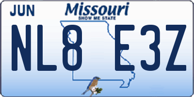 MO license plate NL8E3Z