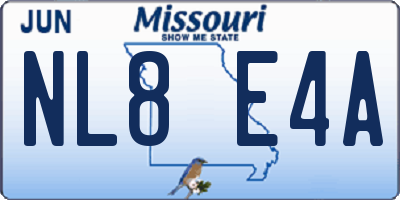 MO license plate NL8E4A