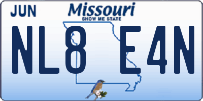 MO license plate NL8E4N