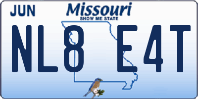 MO license plate NL8E4T